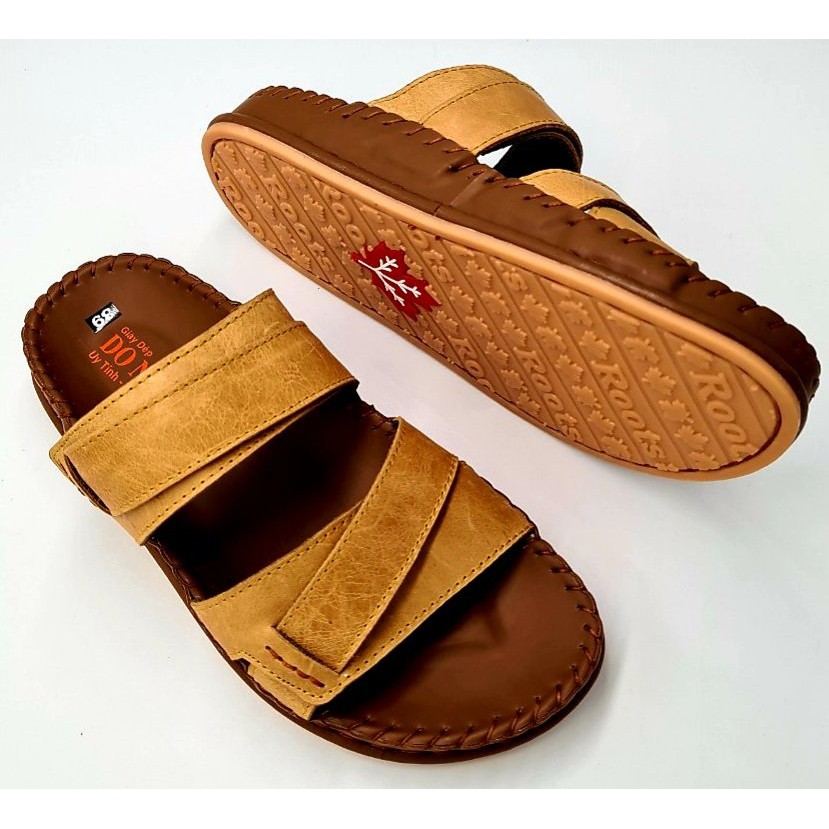 Dép da bò nam 100% da bò, dép quai ngang cao cấp mã KIN02 - shop kinson