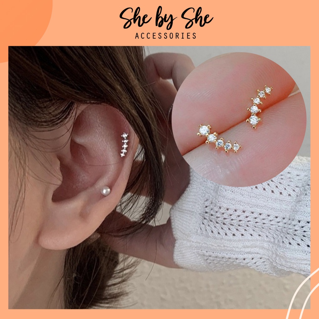 (Ảnh & video thật) Bông tai nữ nụ bạc 925 nữ tính phong cách Hàn Quốc SHE BY SHE - K83