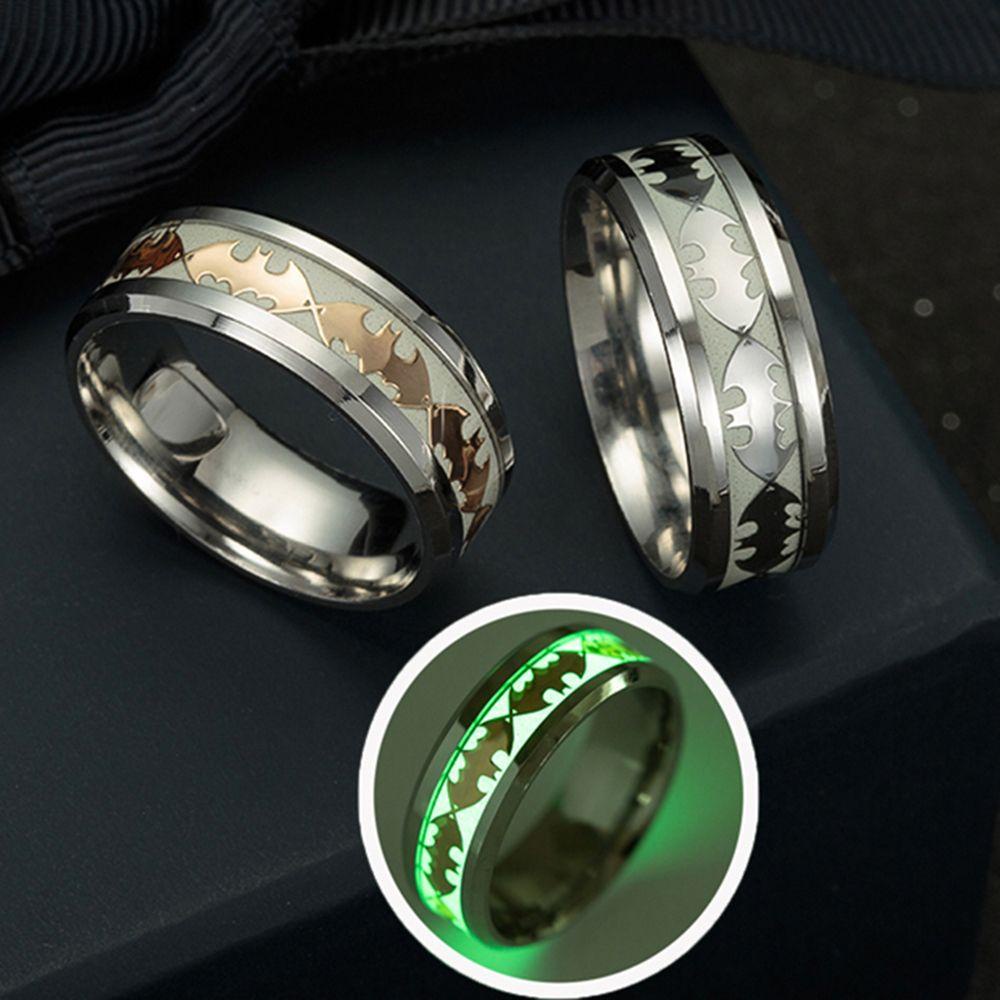 FUTURE New Luminous Band Ring Fashion Glow In The Dark Batman Punk Men Women Jewelry Gifts Fantastic Stainless Steel/Multicolor