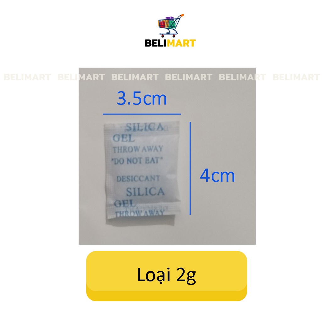 Gói hút ẩm tủ quần áo đóng túi 1kg, túi hút ẩm thực phẩm, máy ảnh, sách báo, giày dép loại 2/5/10g Beli BL020