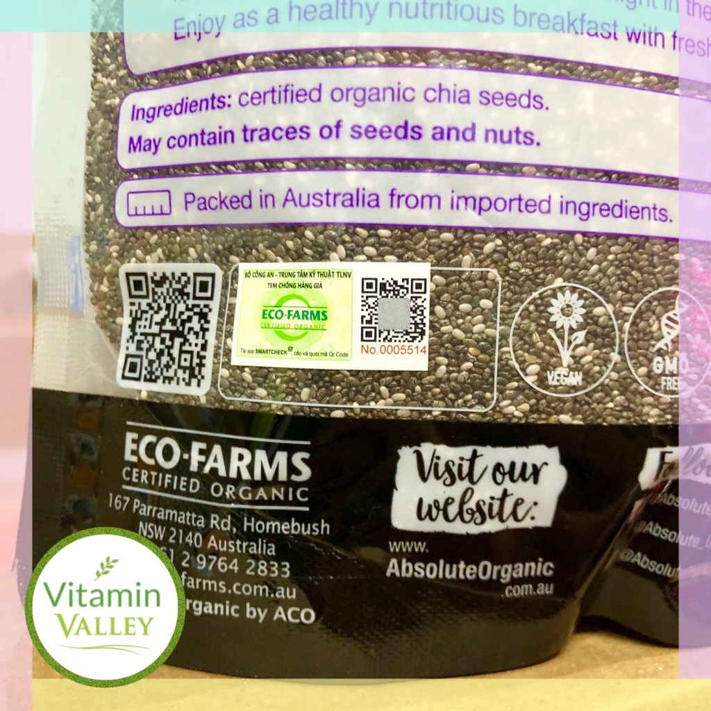 [CAM KẾT CHÍNH HÃNG] Hạt Chia Úc Absolute Organic Chia Seeds 1kg | BigBuy360 - bigbuy360.vn