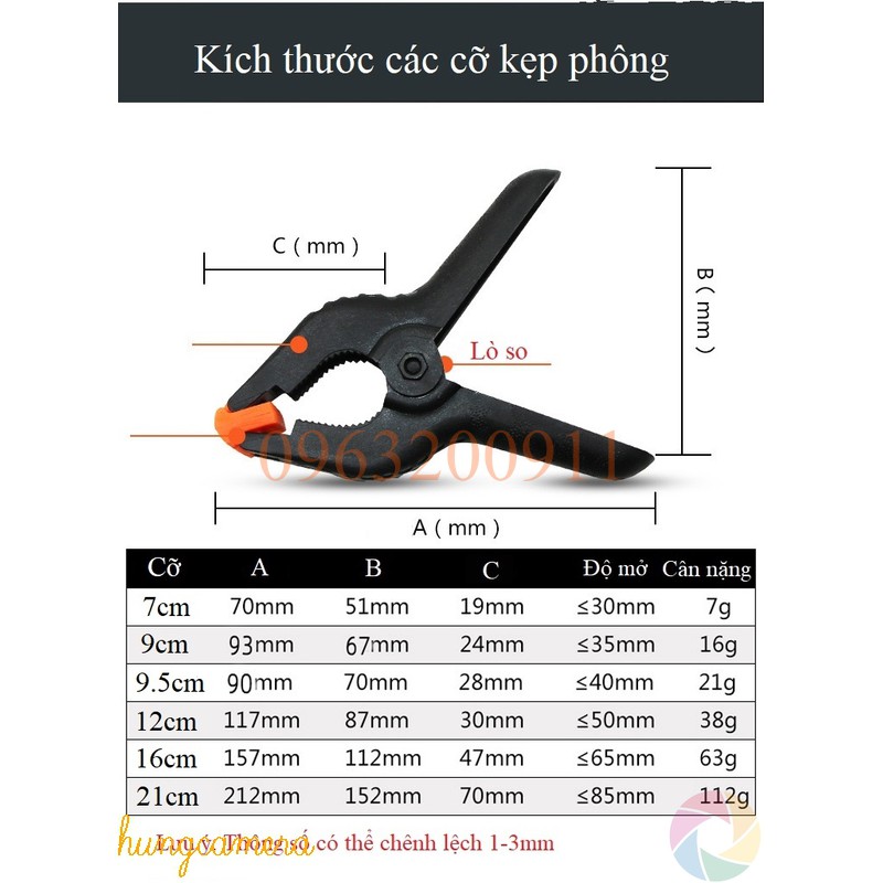 Kẹp phông nền chụp ảnh Studio cỡ 9cm