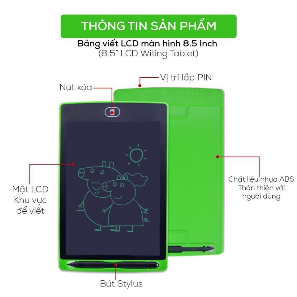 Bảng Viết Bảng Vẽ Điện Tử Thông Minh Cho Bé Chất Liệu Nhựa An Toàn Màn Hình LCD 8.5 Inch - Embé Mỡ
