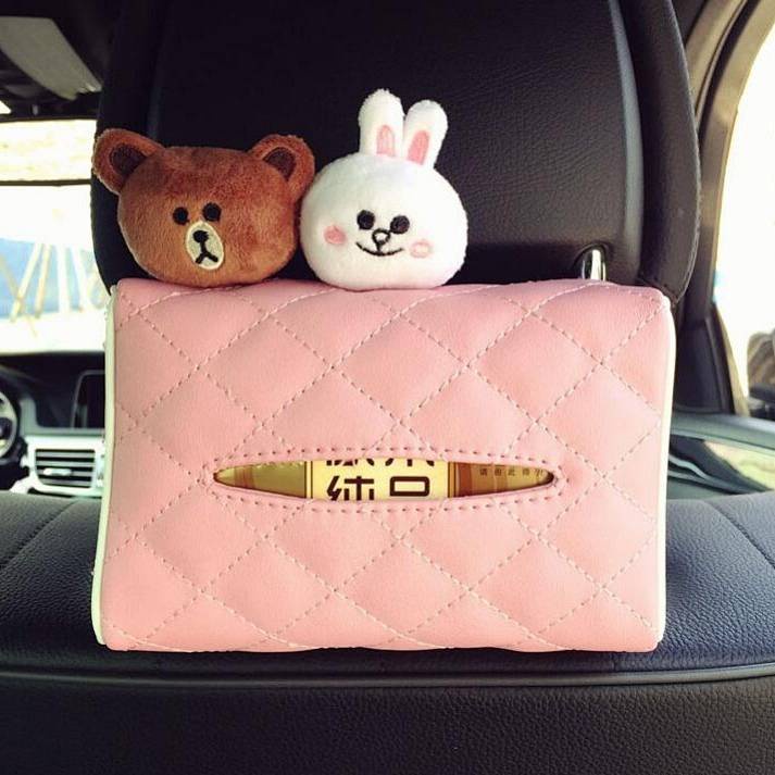 Korean Creative Car Seat Back Sunshade Cute Paper Extraction Box Multi-Functional Hanging Car Fixed Car Tissue Box Auto department store supplies