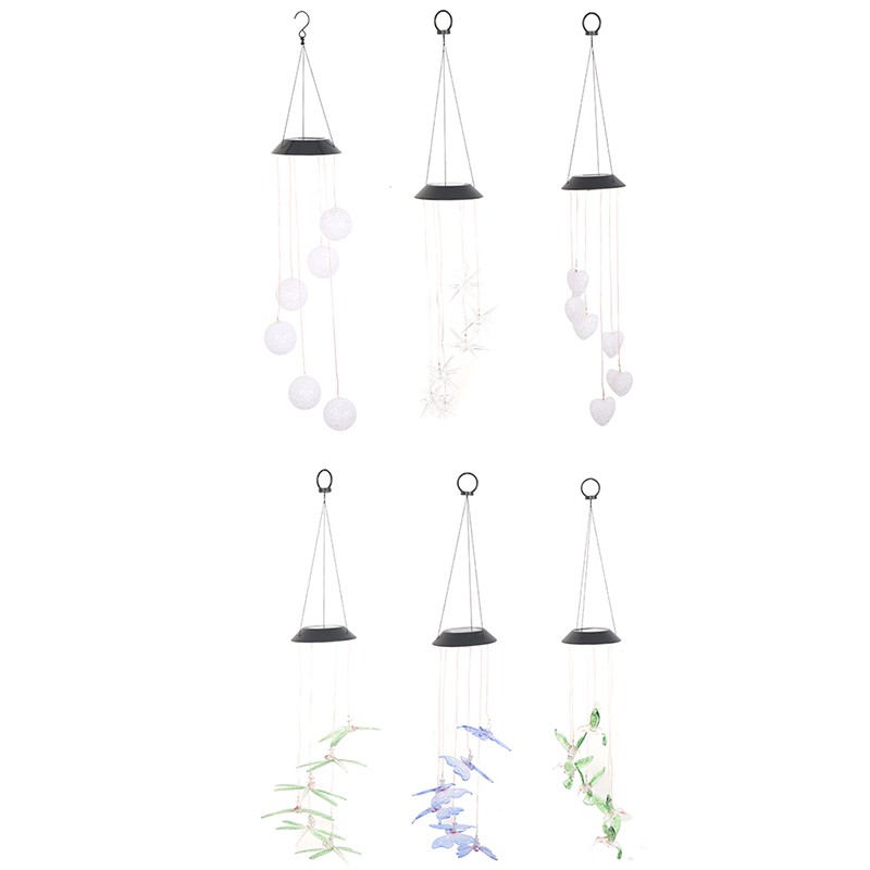 [baishangworshipwell♥]Solar Color Changing LED Butterfly Wind Chimes Garden Hanging Light Lamp Decor