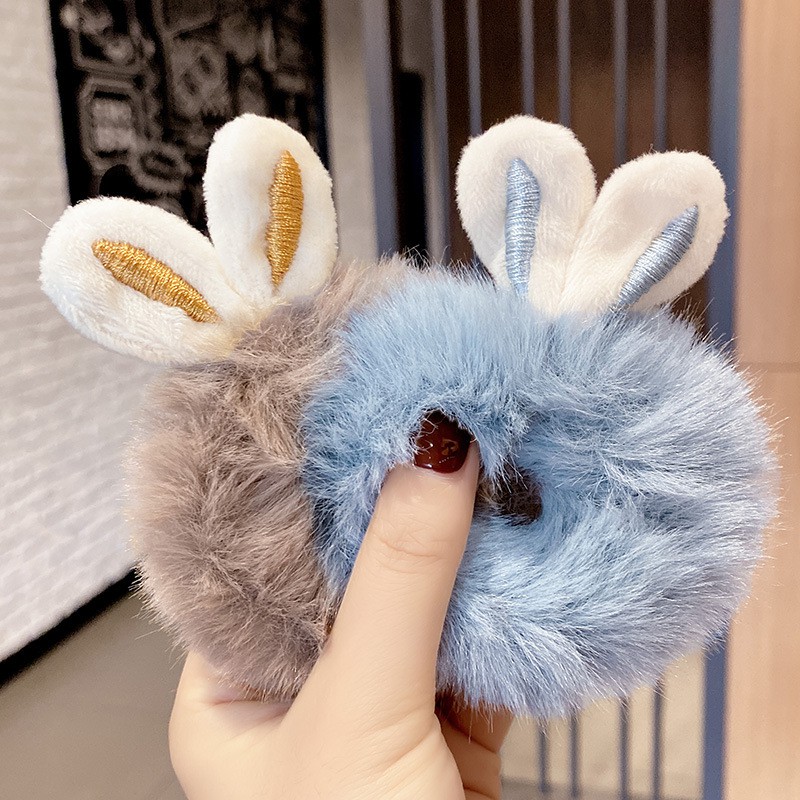 Dây buộc tóc scrunchie hình tai thỏ cute dễ thương nhiều sắc màu