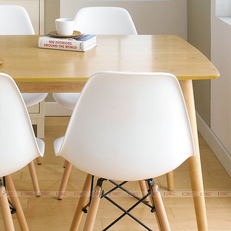 Bộ bàn ăn 4 - 6 ghế IBIE Sarah gỗ cao su, tùy chọn màu sắc, phong cách tối giản, hàng loại 1