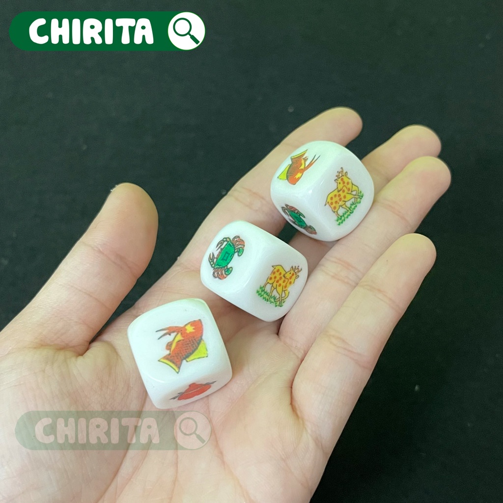 Bộ Bầu Cua Tôm Cá Xúc Xắc Đá / Nhựa Cao Cấp KHÁCH CHỌN MẪU - Bầu Cua Tôm Cá Cọp, Boardgame Đồ Chơi Trẻ Em CHIRITA