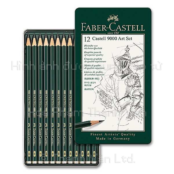 Bút chì phác thảo Faber Castell (hộp thiếc 12 cây) 8B - HB | Castell® 9000 Graphite Pencil Art Set