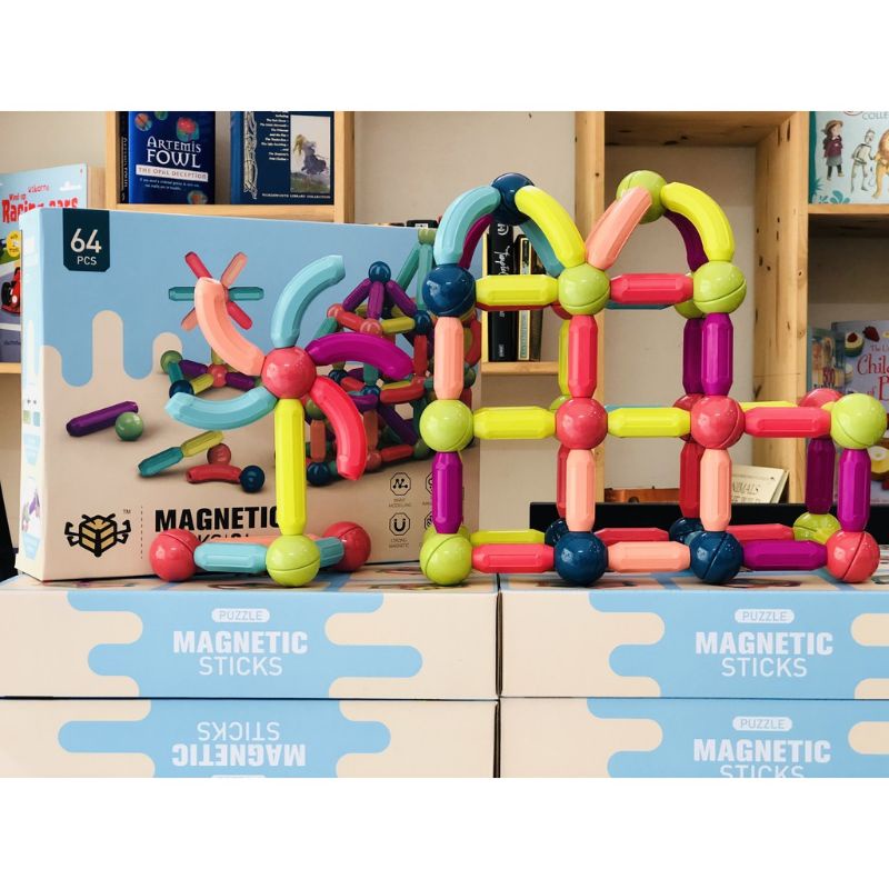 Bộ đồ chơi Nam Châm Ghép Hình 64 chi tiết cho bé tư duy sáng tạo phát triển trí thông minh, Lego Xếp Hình