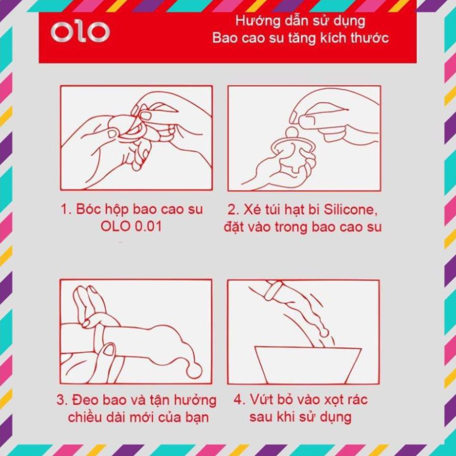 Bao Cao Su Tăng Kích Thước Bcs Bi 3cm Bao Cao Su OLO Bi Lớn Tăng Chiều Dài Bcs Siêu Mỏng 0.01 /đôn dên chất