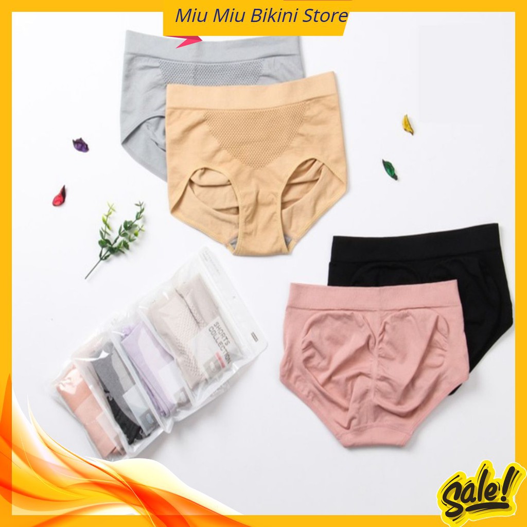 Quần Lót ♥️FREESHIP♥️ Quần Lót Cạp Ngắn Thông Hơi Nâng Mông Kháng KhuẩnTúi Zip (40-56kg) Miu Miu Store
