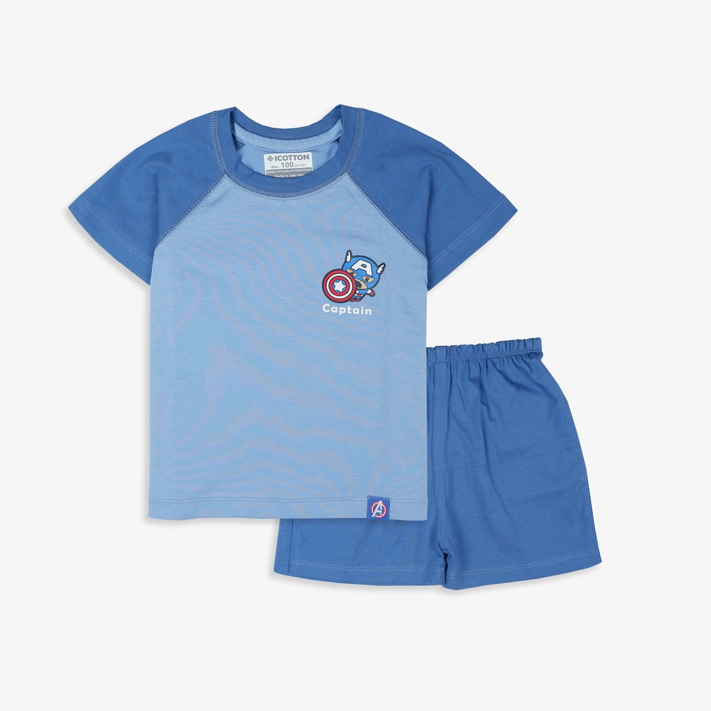 Bộ cộc tay bé trai Icotton hình siêu anh hùng tay chéo