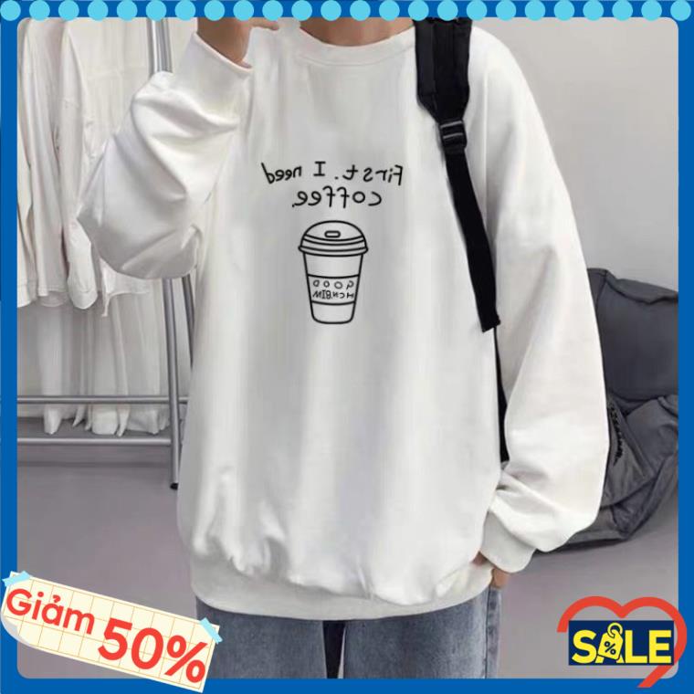 Áo sweater coffee unisex, Áo hoodie form rộng nam nữ hàn quốc Thủy Cầm