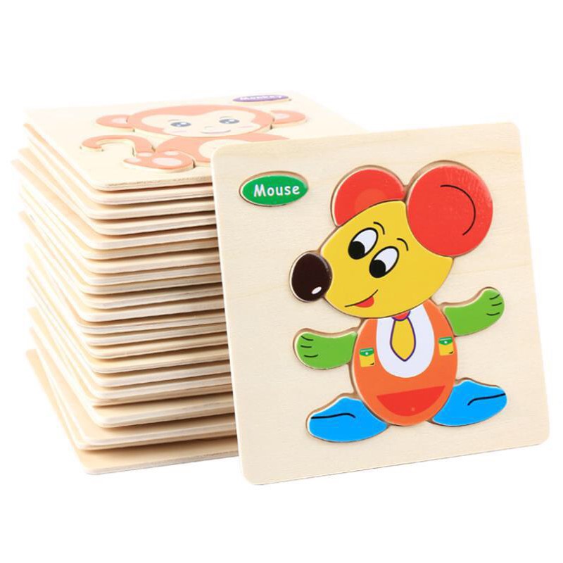 Đồ chơi xếp hình lắp ráp - Tranh ghép hình bằng gỗ 3D nhiều chủ đề giúp bé phát triển trí tuệ