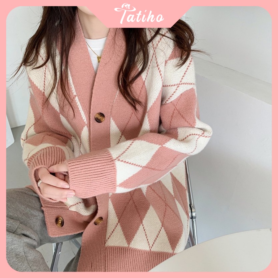 [Hàng Xịn, Giá Tốt] Áo Khoác Len ( Áo Khoác Cardigan) Phong Cách Thời Trang Thu Đông Họa Tiết Kim Cương - Mã AK012