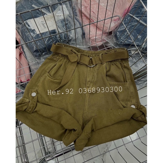 Quần kaki đũi lật line kèm thắt lưng, Quần Đùi kaki kèm belt siêu xinh