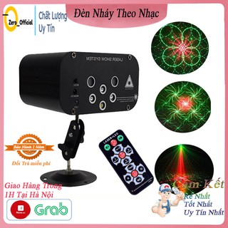 Đèn nháy theo nhạc 6 mắt laser chiếu 64 hình, đèn phòng bay chiếu ánh sáng laser có đi