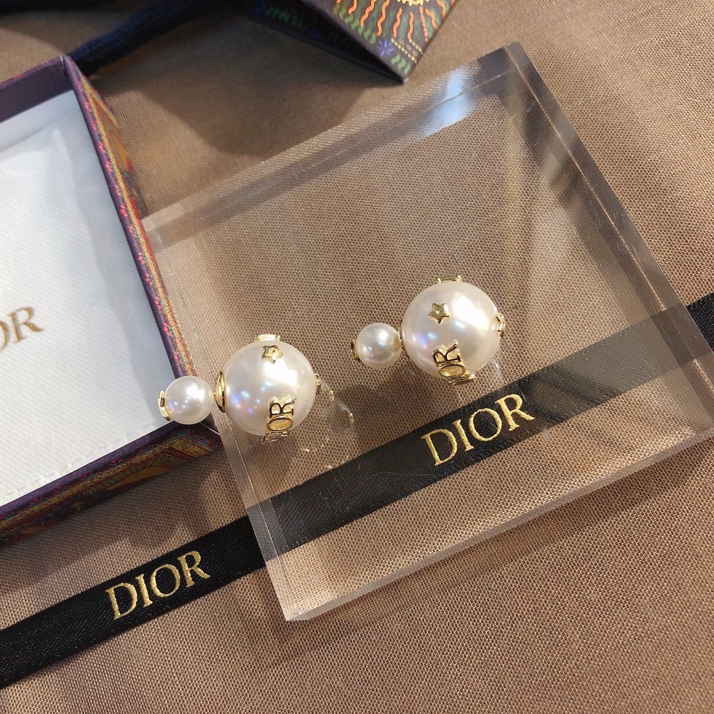 Khuyên Tai Tròn Bằng Thép Titan In Logo Dior Thời Trang Cho Nữ