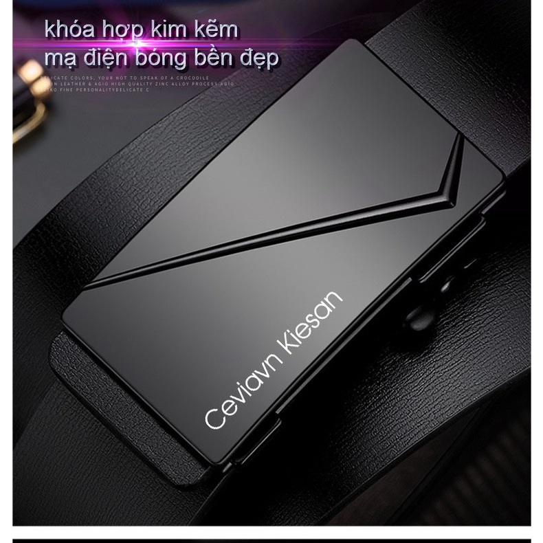 Thắt lưng nam cao cấp Cieviavn Kiesan, dây nịt nam da thật rộng 33mm khóa tự động mạ ti tan