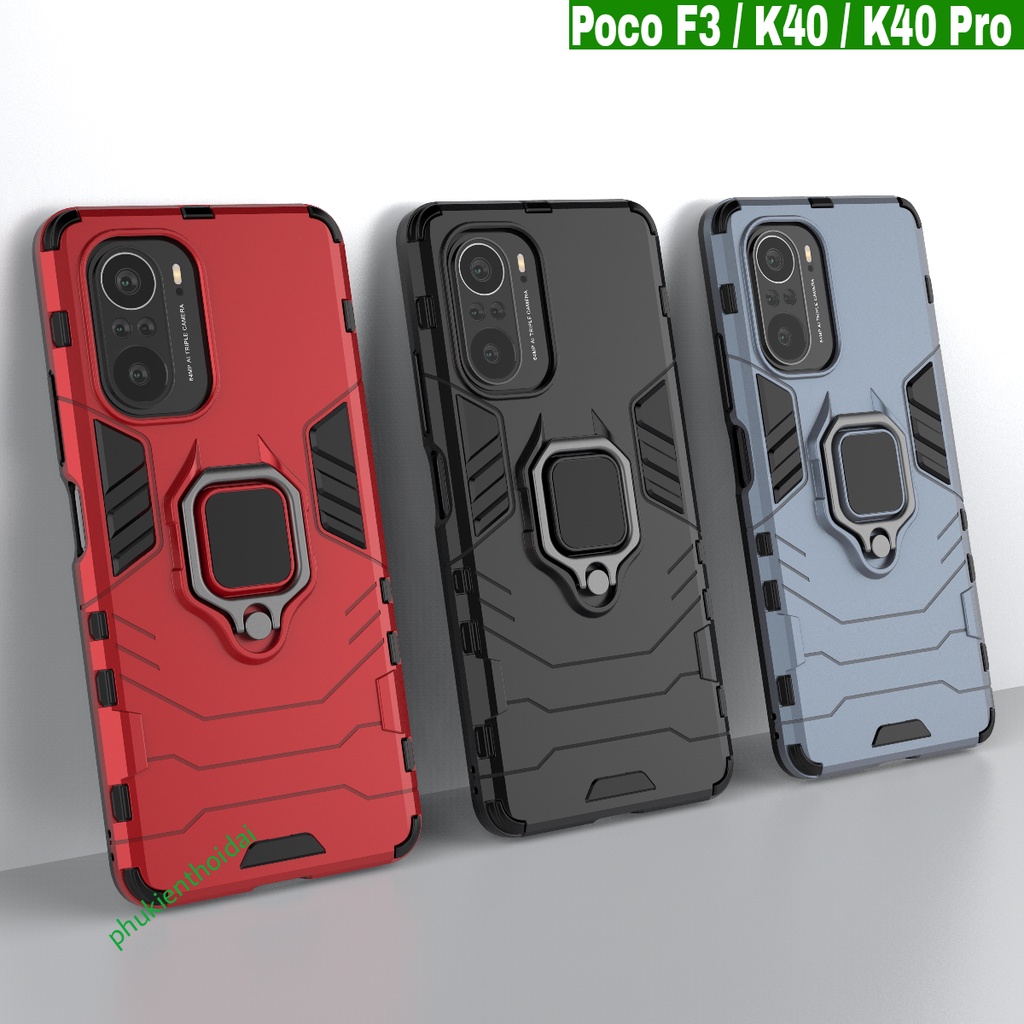 Ốp Redmi K30 / K30 5G / K40 / K40 Pro / K30 Pro / Poco F3 / K50 / K60 chống sốc Iron Man Iring siêu bền giá đỡ xem phim