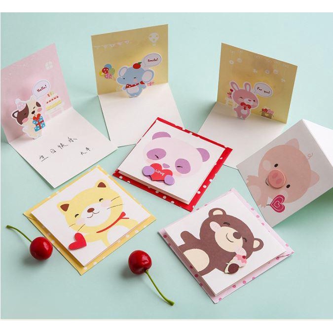Thiệp Chúc Mừng Kiểu Động Vật Dễ Thương Cho Trẻ Em