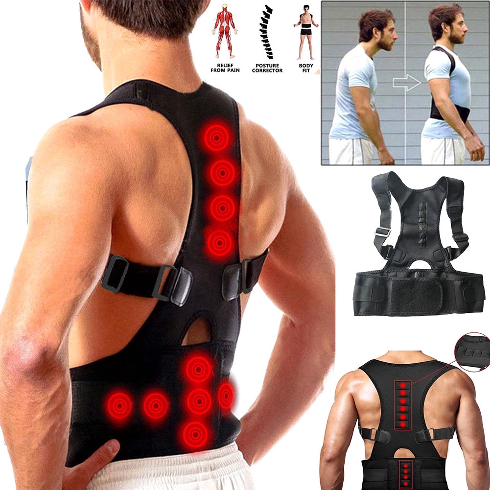 New Adjustable Posture Corrector Male Female Magnetic Back Support Nylon Elastic Shoulder Back Brace Belt