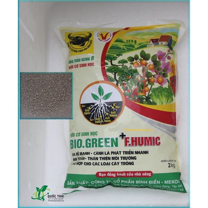 PHÂN BÓN HUMIC DẠNG VIÊN TAN CHẬM HIỆU ĐẦU TRÂU HỮU CƠ SINH HỌC BIO GREEN + FULVIC HUMIC