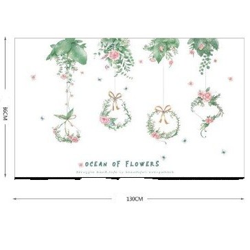 Tranh decal dán tường GIỎ HOA MỚI cực đáng yêu- Decal dán tường trang trí phòng khách