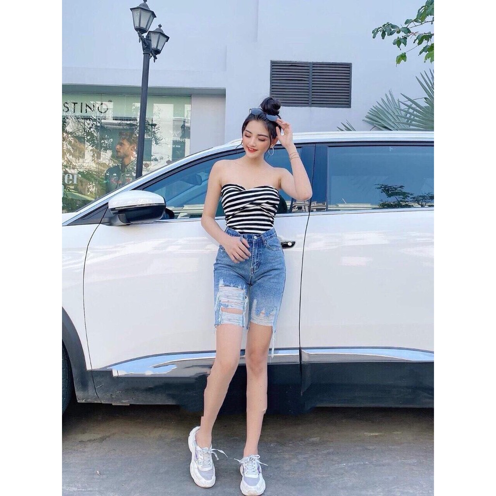 quần jean ngố rách 2 BÊN HÌNH U 4017 LL-4