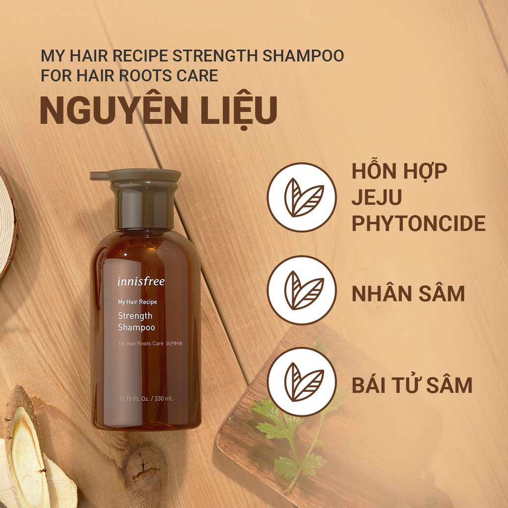 Dầu gội phục hồi gãy rụng innisfree My Hair Recipe Strength Shampoo for Hair Roots Care 330ml