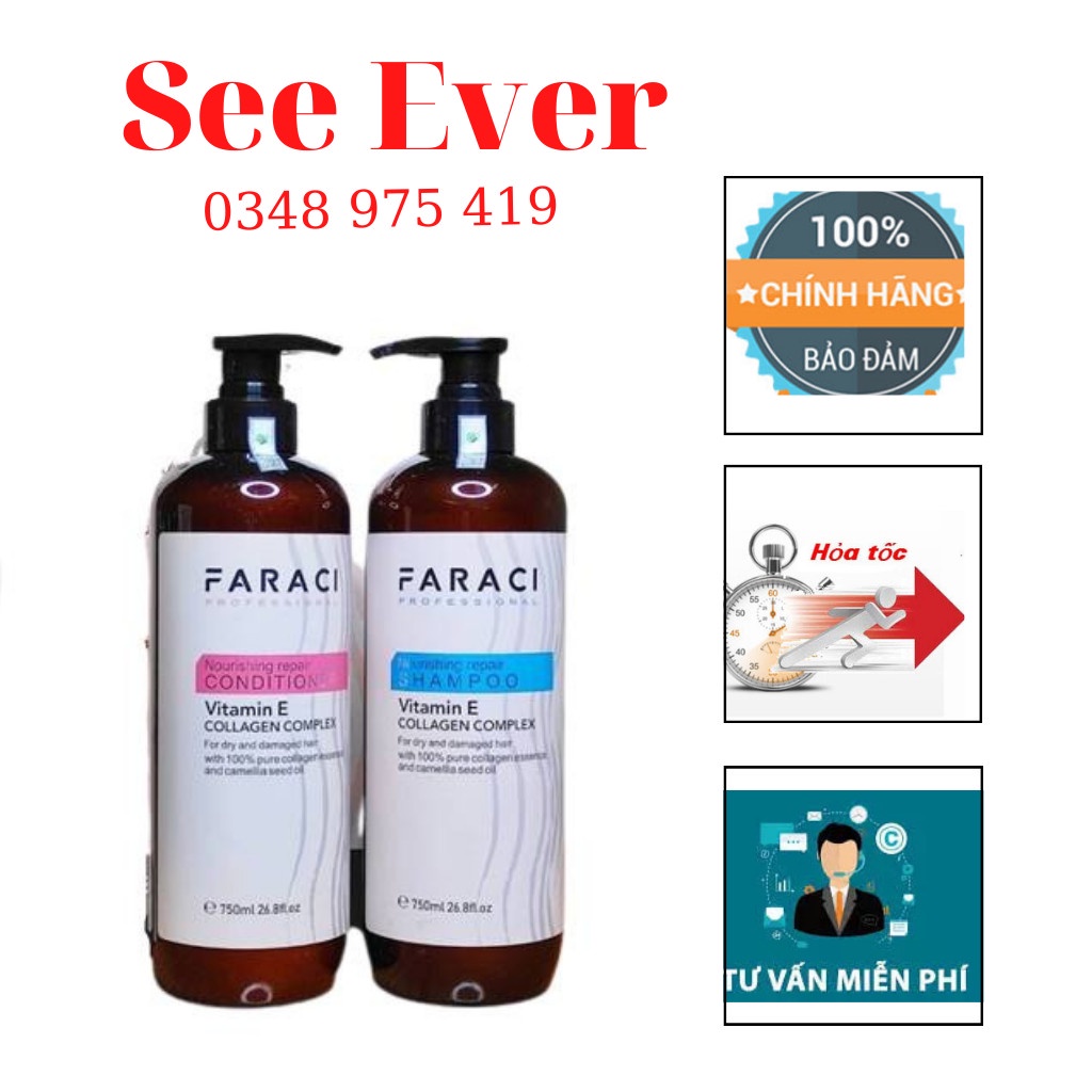 .Dầu gội xả cặp faraci hương thơm nước hoa mềm mượt 750ml chống rụng tóc