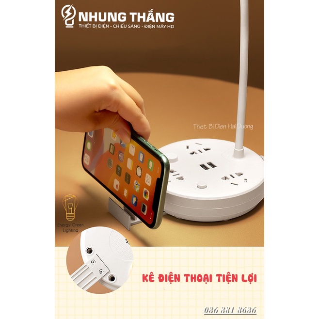 Ổ Cắm Điện Thông Minh Kiêm Đèn Bàn OD-324 - Tích Hợp Đèn Chiếu Sáng - 3 Chế Độ Ánh Sáng - Dây Điện Dài 2m8 - BH 1 Năm
