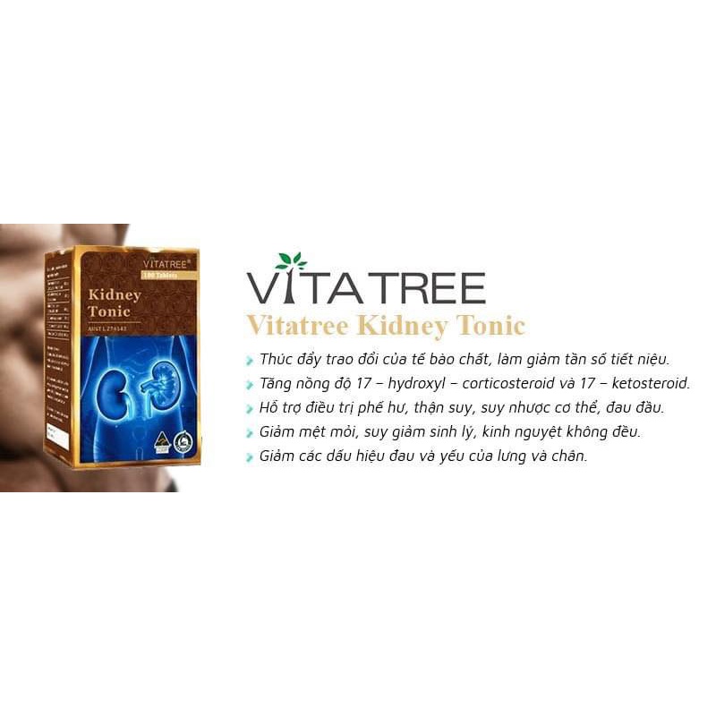 Viên bổ thận, giải độc thận nam, nữ 100 viên vitatree kidney tonic úc, bổ thận tráng dương, hạn chế tiểu đêm