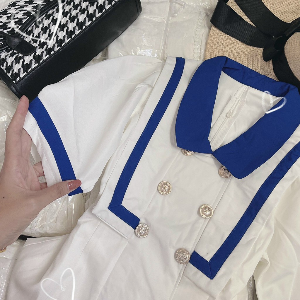 ĐẦM TRẮNG VIỀN CỔ THUỶ THỦ XANH - HÀNG CAO CẤP KÈM HÌNH THẬT - BILA HOUSE | BigBuy360 - bigbuy360.vn