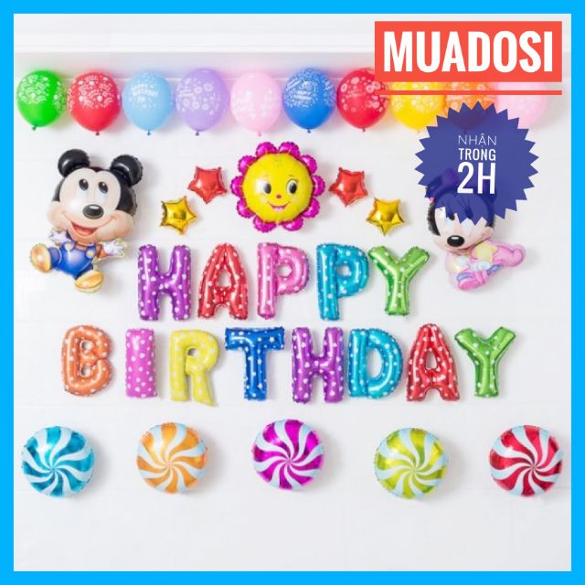 Bong Bóng Sinh Nhật Chữ Happy Birthday Cho Bé Yêu