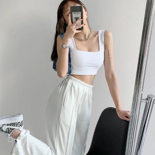 Áo Hai Dây Nữ Bản To Cổ Vuông Henia Áo Croptop Hai Dây Ôm Body Chất Borib Dày Dặn Co Giản Tốt.