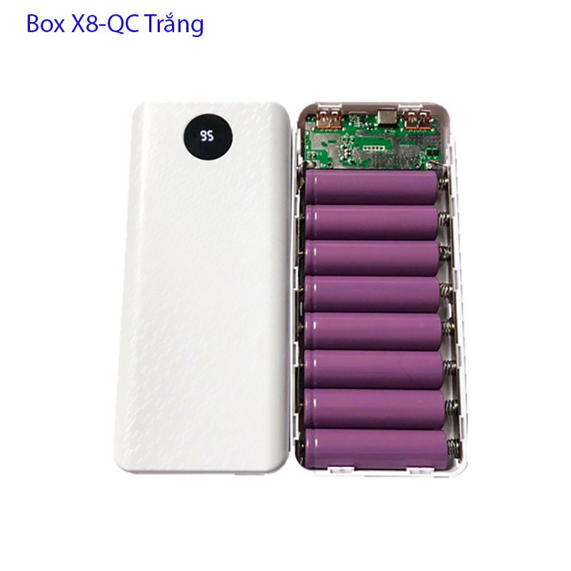 Mạch Sạc dự phòng X8 hỗ trợ QC3.0 + Box 8 cell pin 18650 không hàn - KHÔNG CÓ PIN