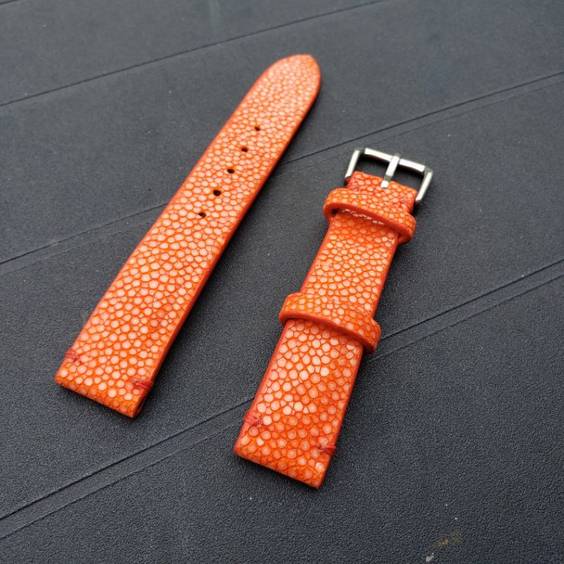 Dây đồng hồ handmade da cá đuối (Màu cam)