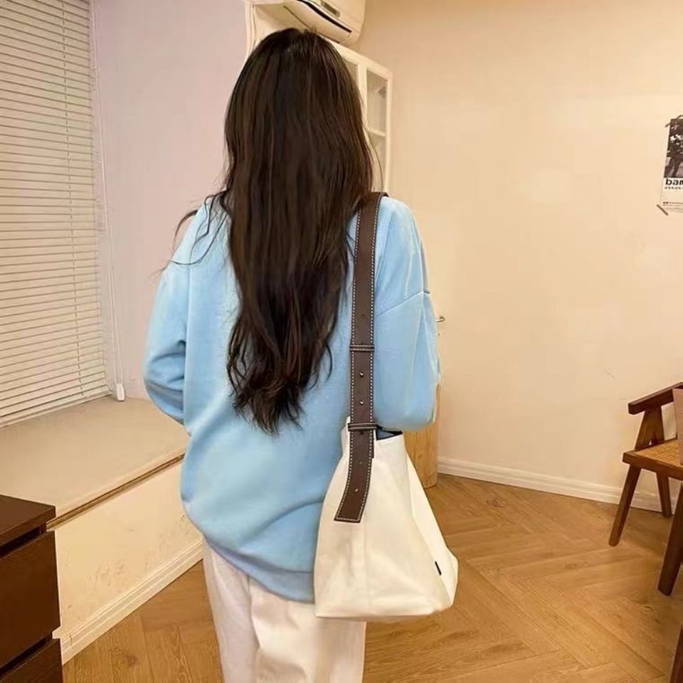 Túi Đeo Vai Vải Canvas Cỡ Lớn Thiết Kế Đơn Giản Cho Học Sinh
