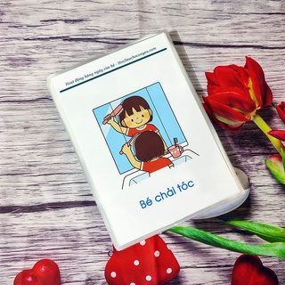 Bộ thẻ 68 hoạt động hàng ngày cho bé, học liệu phát triển ngôn ngữ cho trẻ