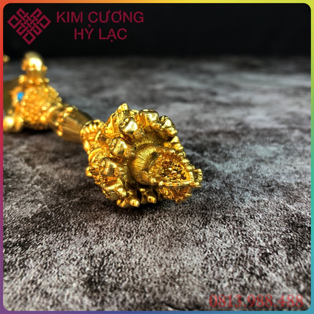 Pháp Khí Phổ Ba Mật Tông (Phurba) [Kim Cương Hỷ Lạc] Bằng Đồng 22Cm