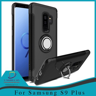 Ốp lưng Samsung S9+ / S9 Plus chống sốc carbon kèm Ring hít ôtô