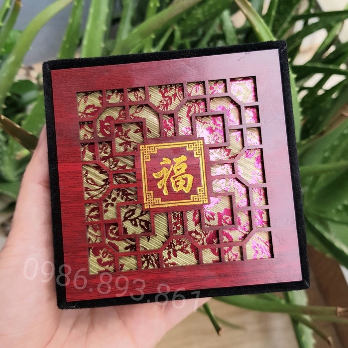 Hộp Đựng Vòng ,hộp gỗ nhung đựng trầm hương, đá quý,trang sức phong thủy.10*10*4cm