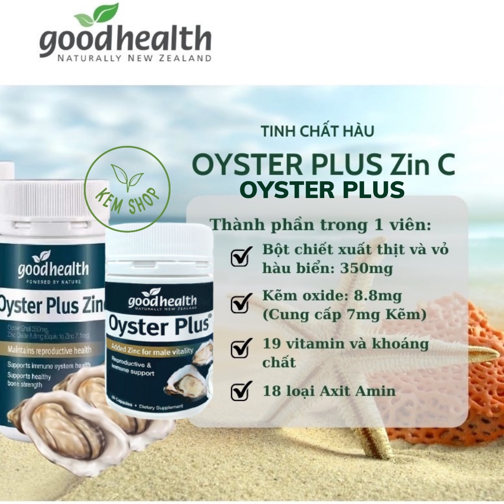[HÀNG CHÍNH HÃNG] Tinh chất hàu biển Oyster Plus ZinC Goodhealth 60 viên - viên hàu úc Oyster Plus