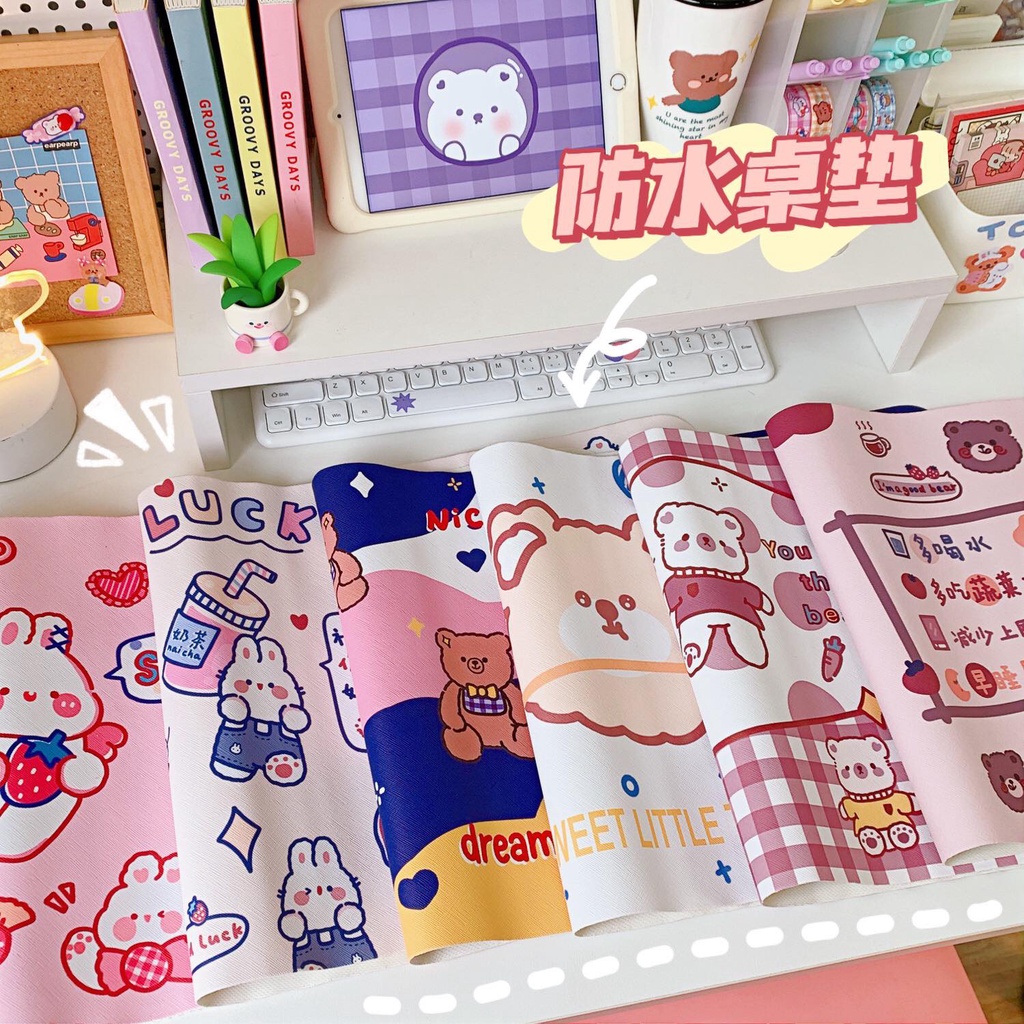Tấm Lót Bàn Học, Bàn Làm Việc Dễ Thương Chống Nước Mẫu Hoạt Hình Siêu Cute