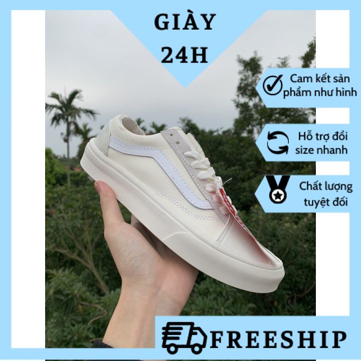Giày 𝐕𝐚𝐧𝐬 𝐎𝐥𝐝 𝐒𝐤𝐨𝐨𝐥 Trắng Kem 1,1