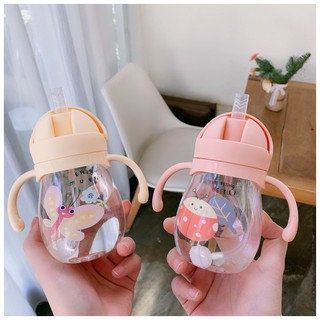 Bình Uống Nước Cho Bé Có Ống Hút Chống Sặc Nhựa Tritan ABS123,Bình Nước Cute Dễ Thương Ống Hút Siêu Mềm