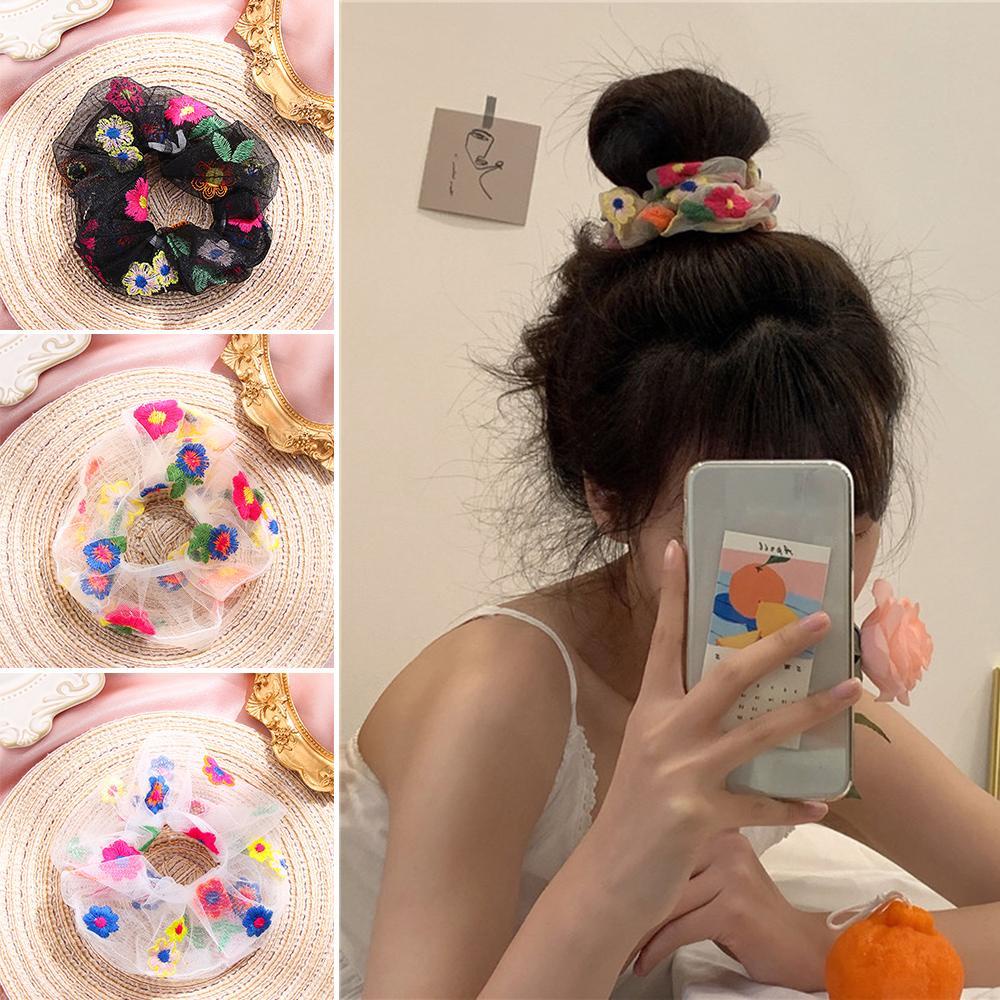 Dây Buộc Tóc Lưới Trong Suốt Co Giãn Nhiều Màu Sắc Cho Nữ