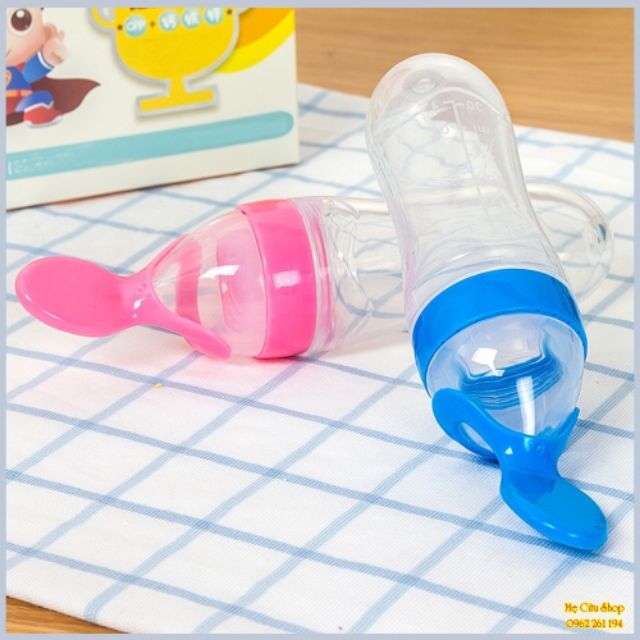 Bình Thìa Ăn Dặm Silicon 90ml, Bón Sữa, Cháo Tiện Lợi Cho Bé